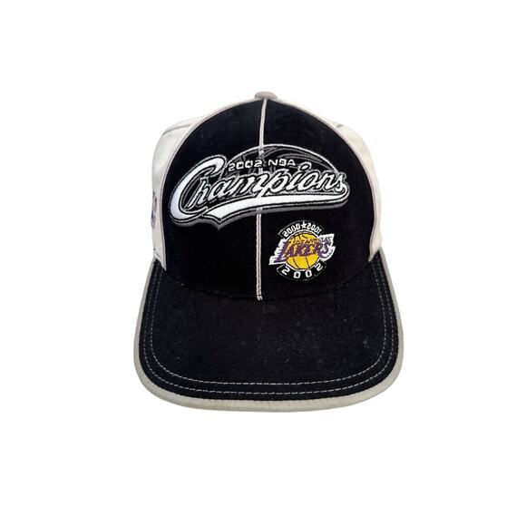 VTG REEBOK 2002 NBA Champions Los Angeles Lakers Hat Men's L/XL Black Cap NBA - Picture 1 of 8